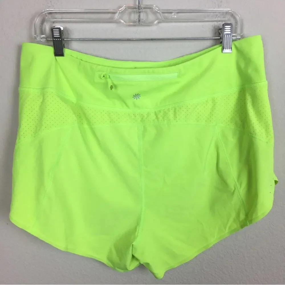 Athleta Lime Green Athletic Running  Shorts Large